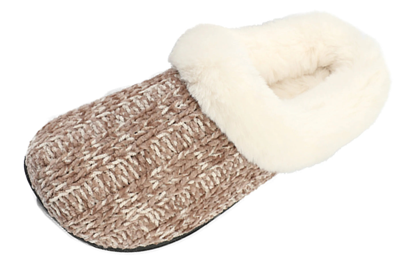 Women's Chenille Twist Upper With Rabbit Hair Clog Slipper