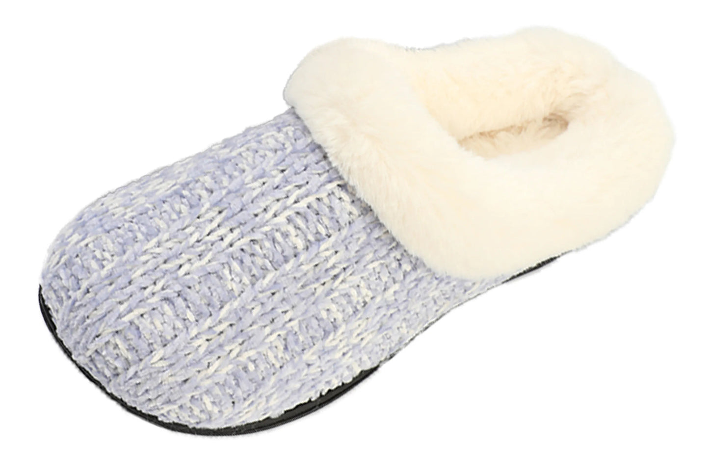 Women's Chenille Twist Upper With Rabbit Hair Clog Slipper