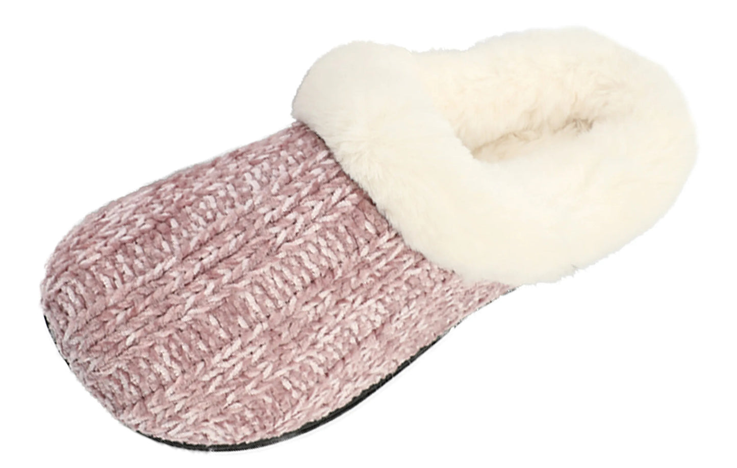 Women's Chenille Twist Upper With Rabbit Hair Clog Slipper