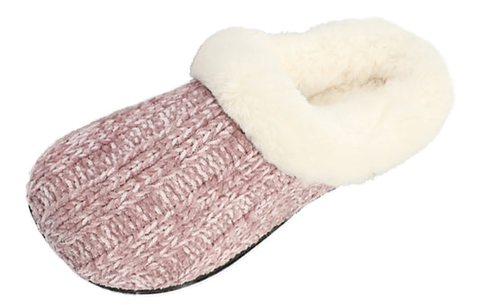 Women's Chenille Twist Upper With Rabbit Hair Clog Slipper