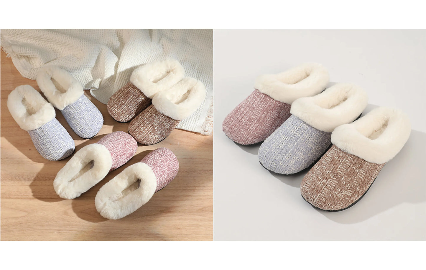 Women's Chenille Twist Upper With Rabbit Hair Clog Slipper