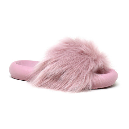 GRETTA Women's Furry Indoor Slipper Pillow Slide