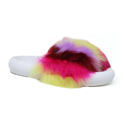 GRETTA Women's Furry Indoor Slipper Pillow Slide