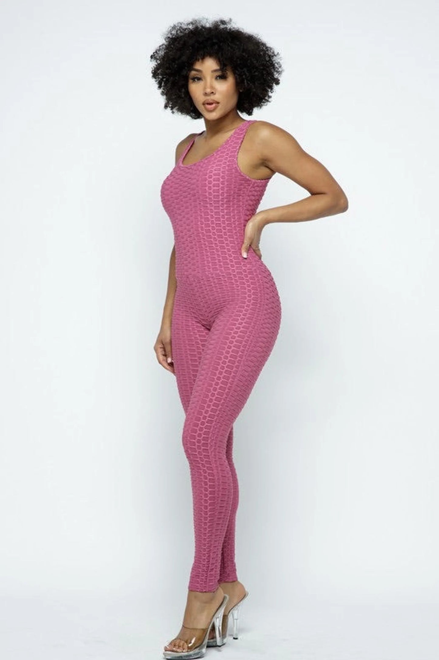 Scrunch Butt Lifting Anti Cellulite Honeycomb Textured Jumpsuit