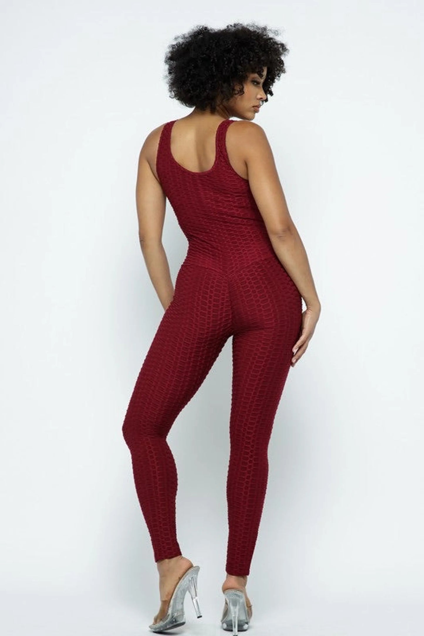 Scrunch Butt Lifting Anti Cellulite Honeycomb Textured Jumpsuit