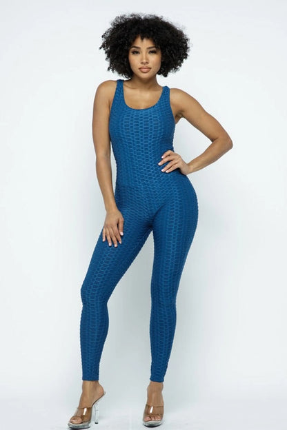 Scrunch Butt Lifting Anti Cellulite Honeycomb Textured Jumpsuit