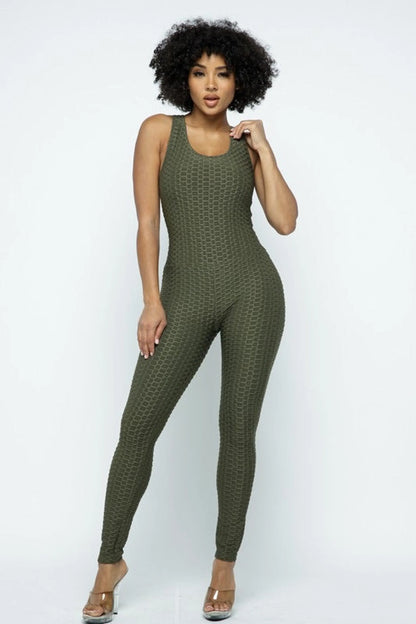 Scrunch Butt Lifting Anti Cellulite Honeycomb Textured Jumpsuit