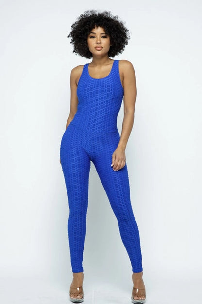Scrunch Butt Lifting Anti Cellulite Honeycomb Textured Jumpsuit