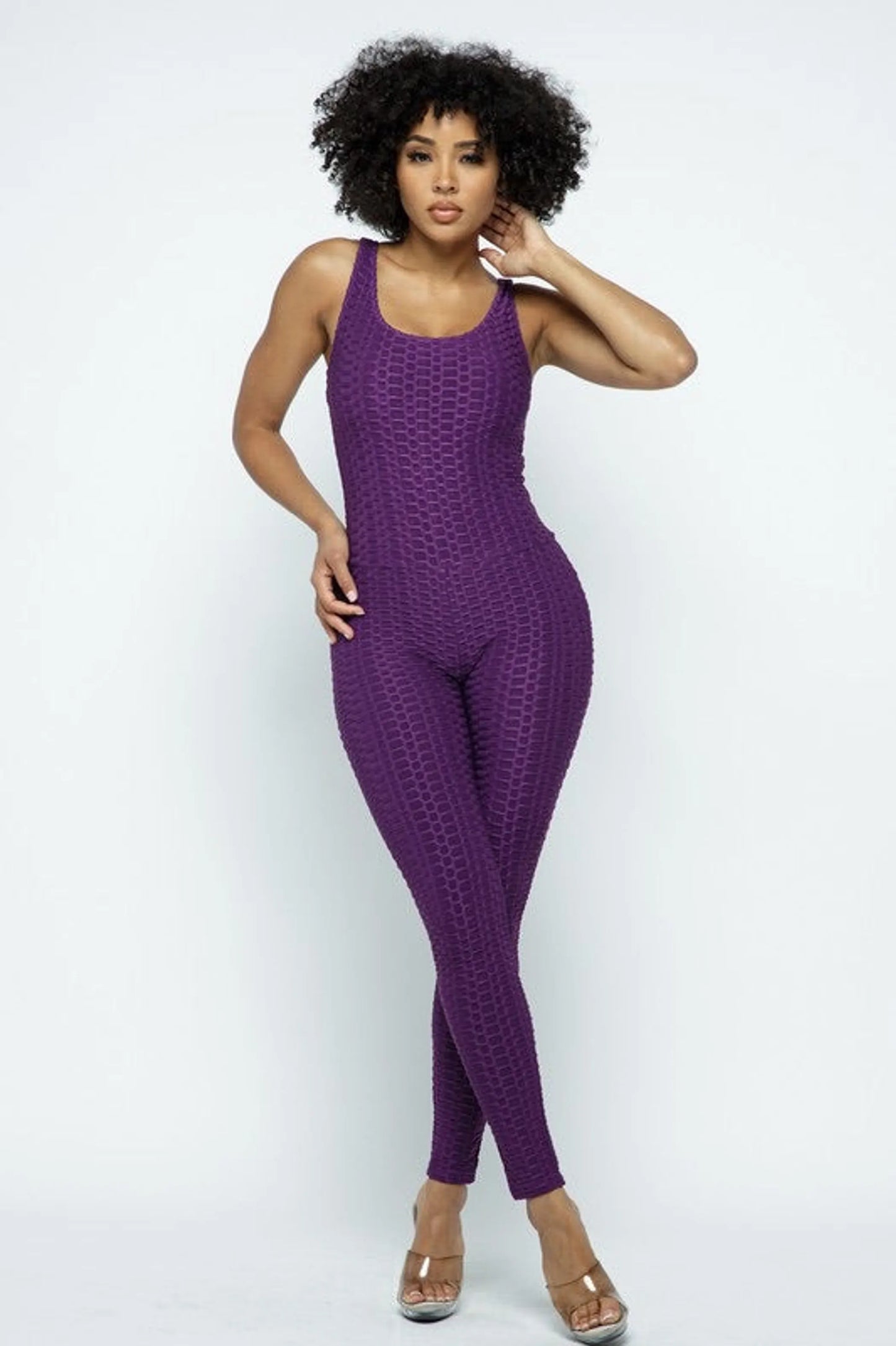 Scrunch Butt Lifting Anti Cellulite Honeycomb Textured Jumpsuit