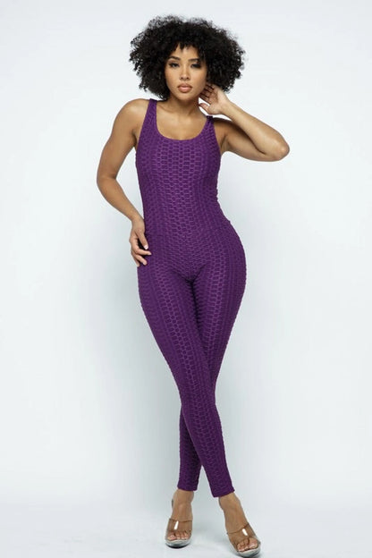 Scrunch Butt Lifting Anti Cellulite Honeycomb Textured Jumpsuit