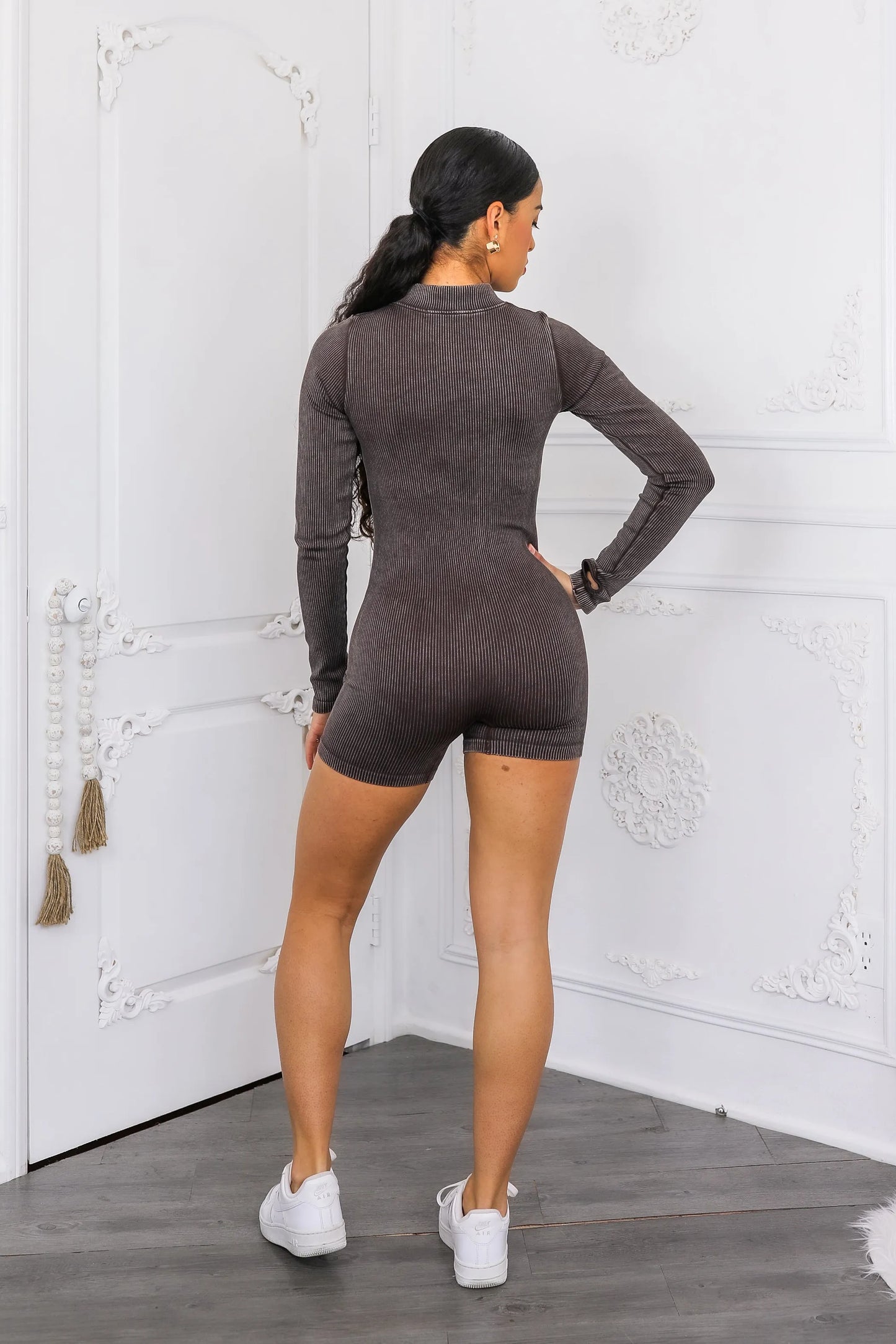 Mineral Wash Seamless Mock Neck Romper