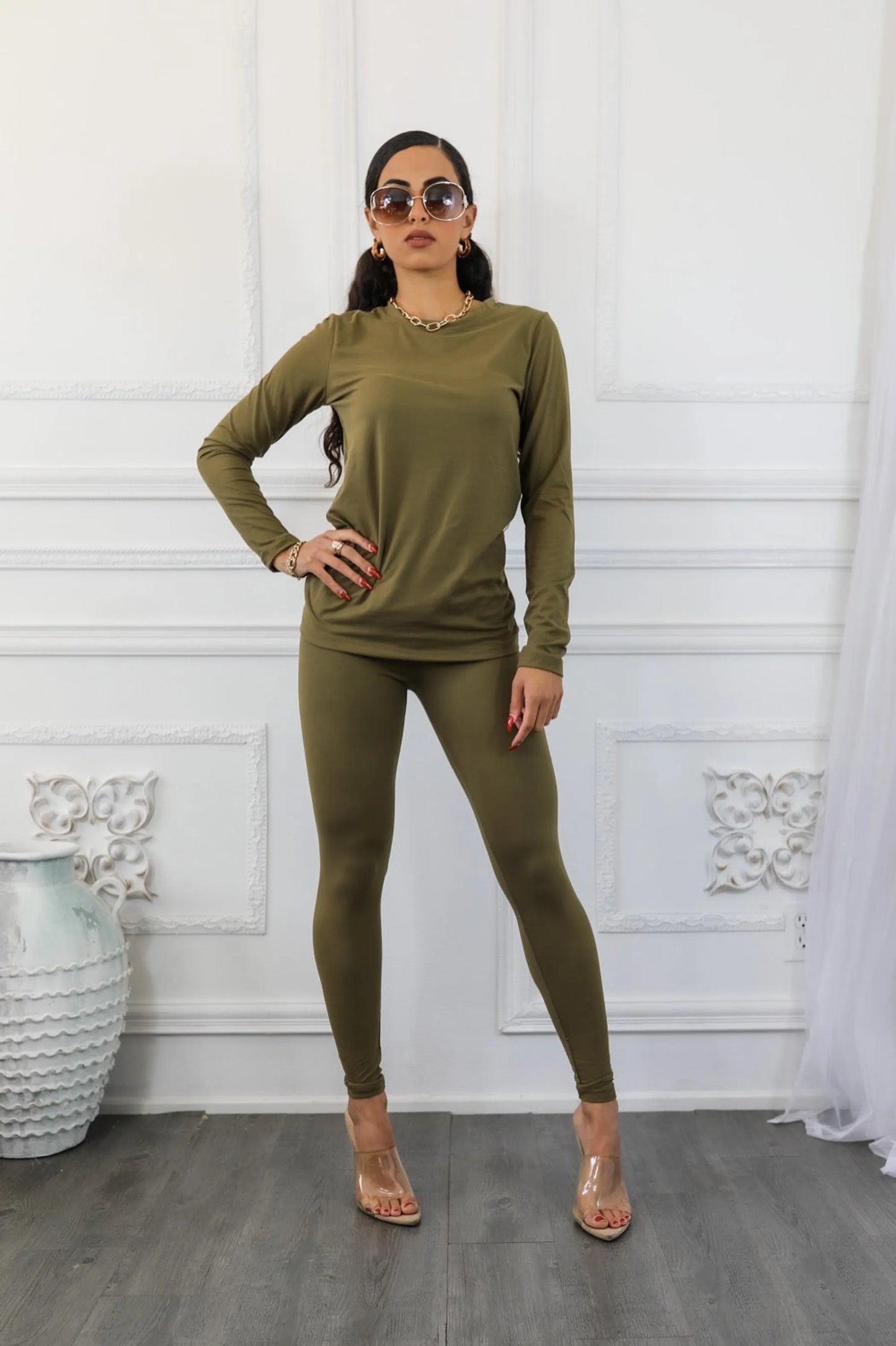 The Cozy Brushed Microfiber Round Neck and Legging Set