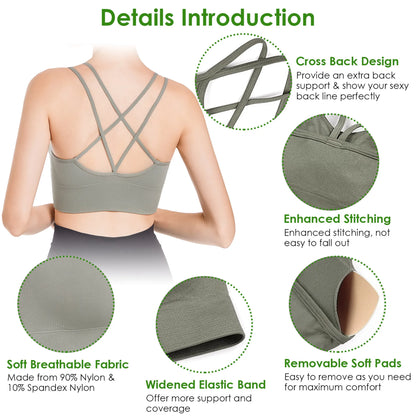 3Packs Women Cross Back Sport Bra
